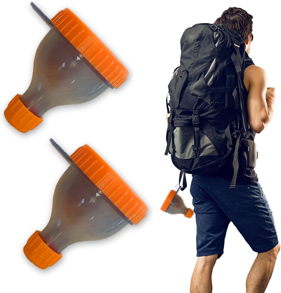 Conteneur de poudre de protéines 2pack pour aller Entonnoirs de supplément portable pour le remplissage de bouteilles avec compartiment de poudre de protéines, excellent pour l'entraînement, Voyage, aller, Fitness (Orange