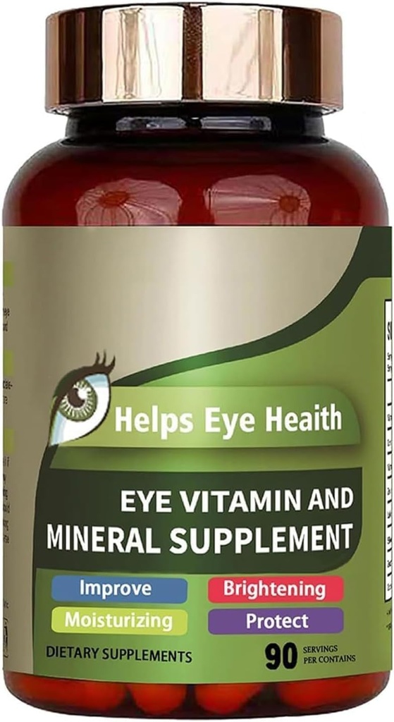 Eye Vitamin & Mineral Supplement with Lutein, Zeaxanthin, Supports Eye Strain, Vision Health for Adults with Vitamins C & E, Vegan Eye Vitamin