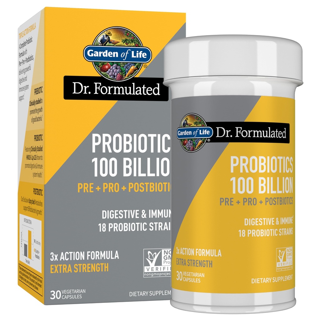 Garten des Lebens Dr. Formuliert Pre, Post & Probiotics 100 Billion CFU Einmal täglich 3-in-1 komplette Probiotika, Prebiotics & Postbiotics Supplement für Frauen und Männer – Extra Strength, 30 Tage Versorgung