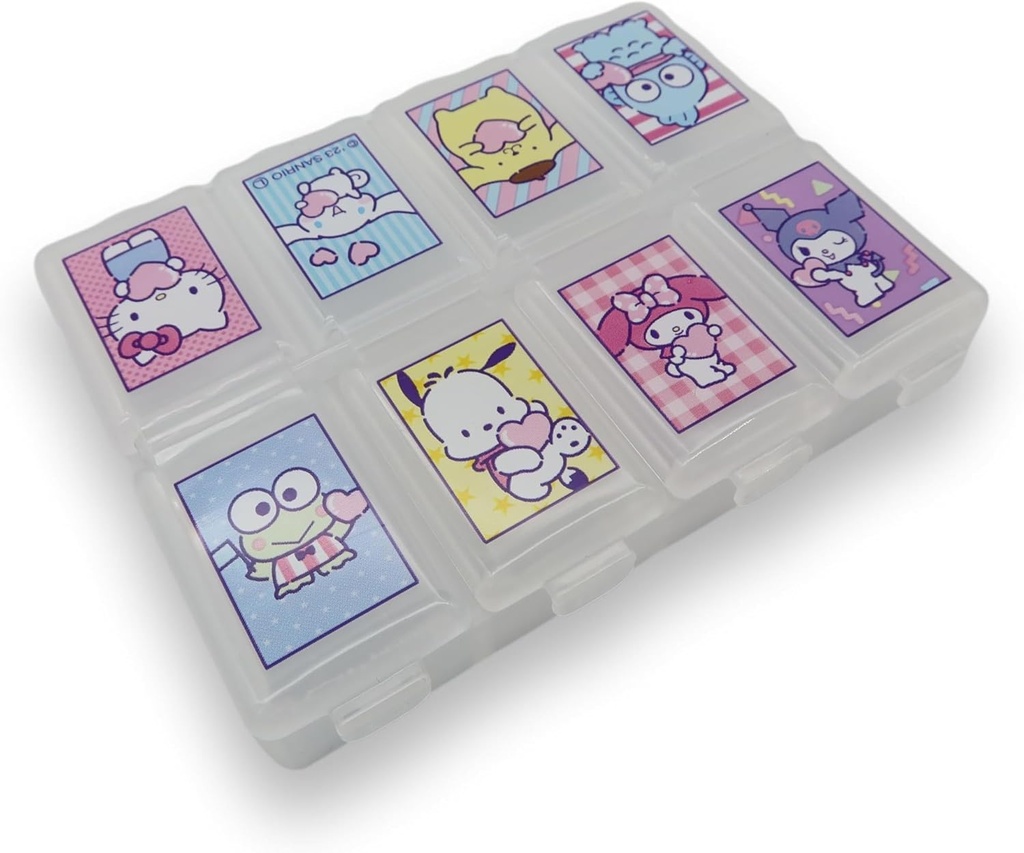 Sanrio Personnages Supplément de médecine Die-Cut Accessoires portables Voyage avec le couvercle de 8 subdivisions (Mix) Multicolore