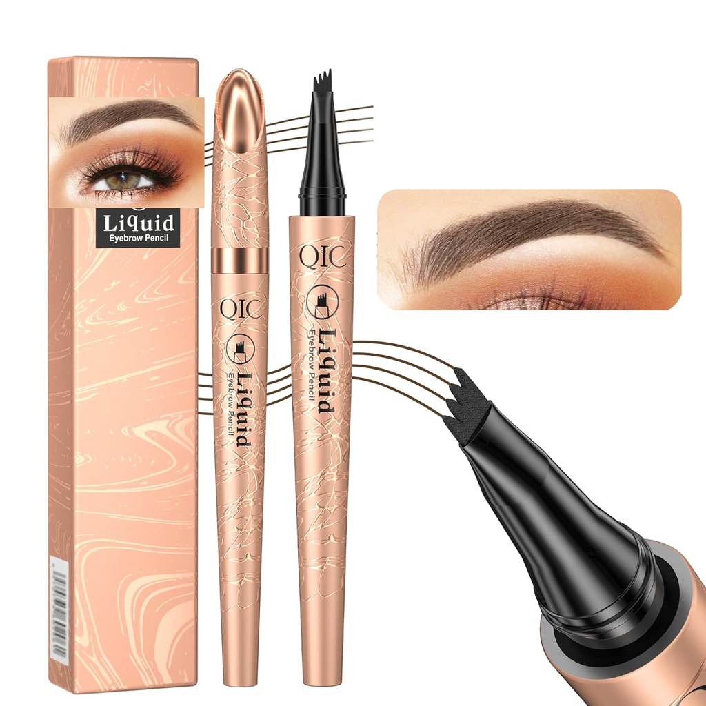 Q706 Augenbrauenstift, 4 Tipped, Präzise, langlebig, Wasserdicht Augenbrauen Make-up (2#Dark Brown)