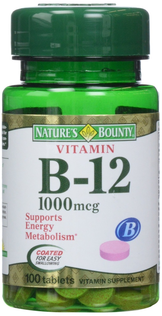 Vitamin B12 von Nature's Bounty, Vitamin Supplement, unterstützt Energie Stoffwechsel und Nervous System Gesundheit, 1000mcg, 100 Tabletten
