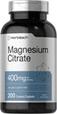 Horbäach Magnesium Citrate | 400mg | 200 Caplets | Vegetarisch, Non-GMO und glutenfreie Ergänzung