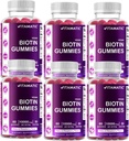 Biotine Vitamatique Gommies 10 000 mcg pour cheveux, peau et ongles plus forts - 60 Gommies Vegan - également appelé vitamine B7 (6 bouteilles)