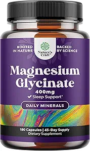 Pure Magnesium Glycinate Supplement 400mg pro Servierung - Vegan High Absorption Chelat Magnesium Kapseln für Frauen & Männer mit Elemental 400mg für Mood Schlaf und Entspannung Unterstützung - 180 Zähler