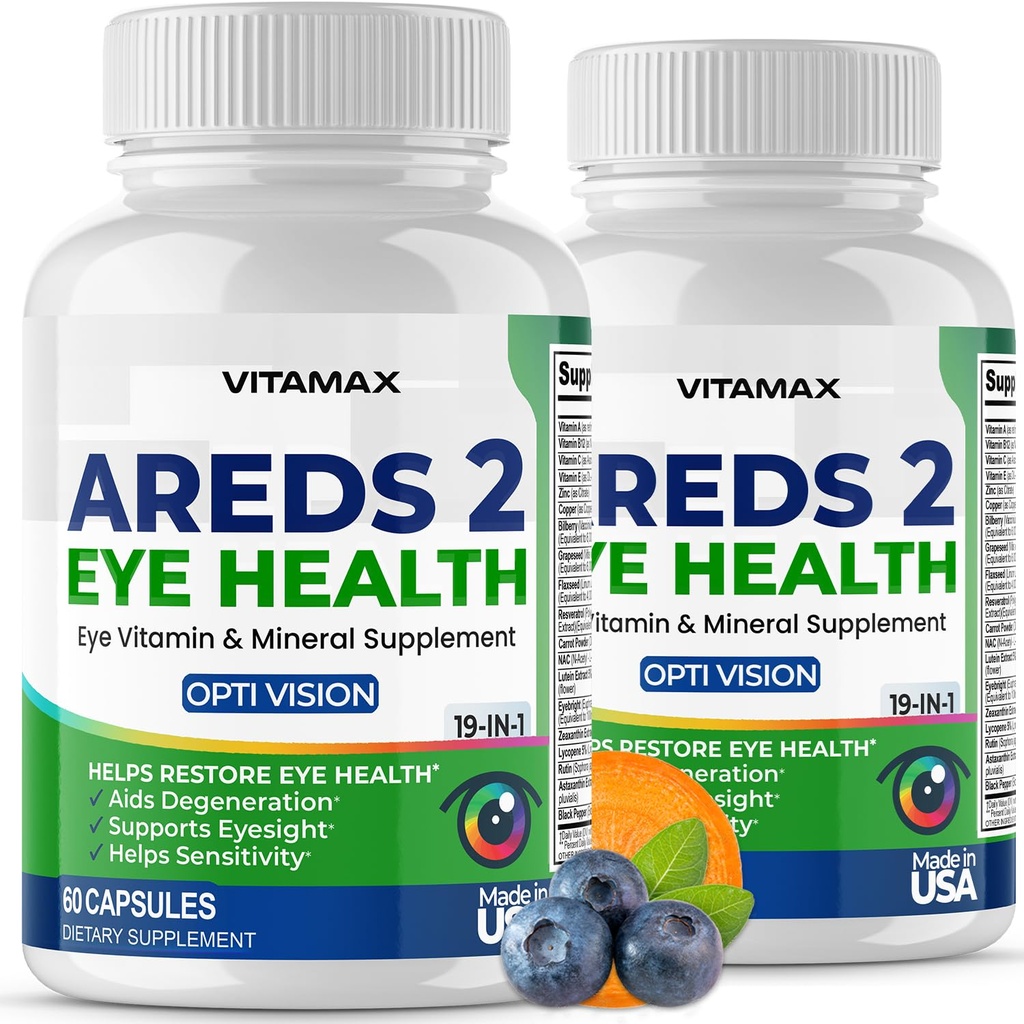 AREDS 2 Augen-Vitamine - Lutein, Zeaxanthin, Bilberry, Astaxanthin Mineral Vision Supplement - Unterstützt Augenerkrankung, trockene Augen, Druck und Vision Gesundheit - Made in USA - 120ct
