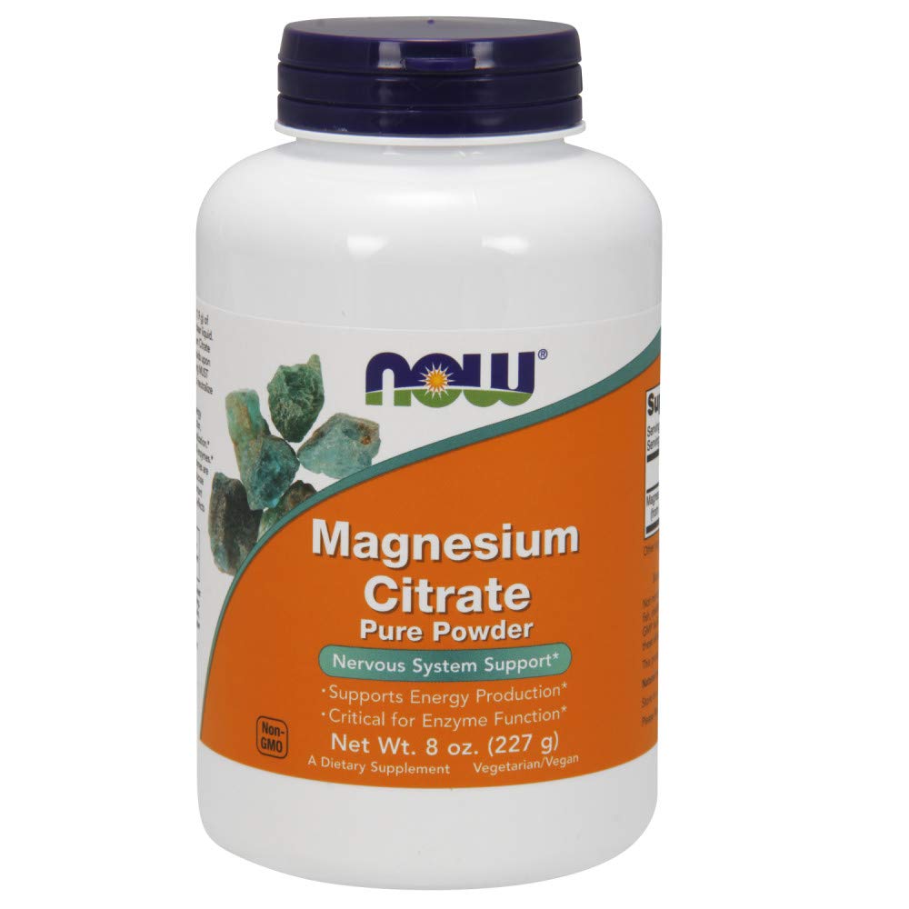 NOW Magnesium Citrate Powder, 8 Ounces (Pack of 2)