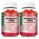 9-in-1 Probiotici Fibra Gummies per Adulti & Teens 16G Fibra per Serving, Psyllium Fibra Supplemento con 5 miliardi CFU Bacillus Coagulans, Inulina, ACV per Digestivo, Gut & Immune Wellness - 2 Bottiglie