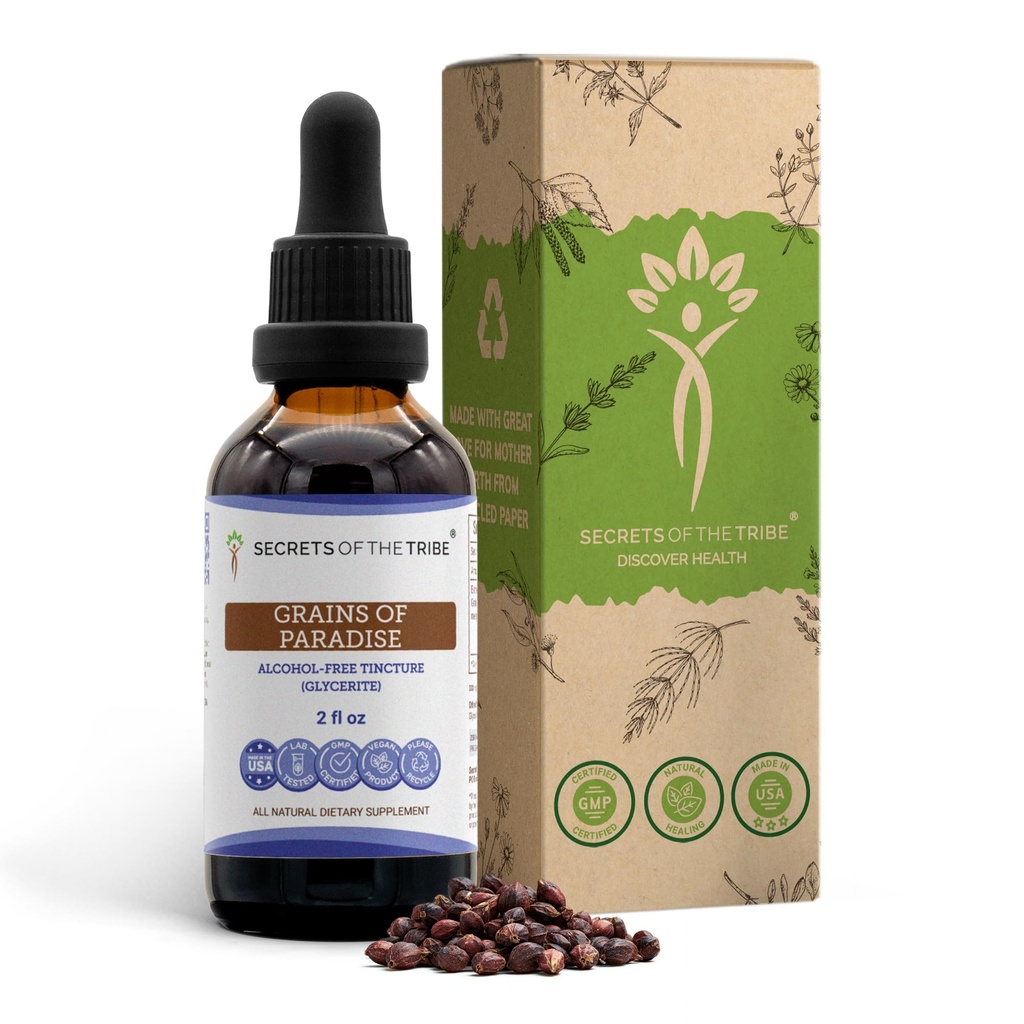 Grains de Tecture Paradise Extrait liquide sans alcool, Grains de Paradise (Aframomum melegueta) Graines séchées (2 FL OZ)