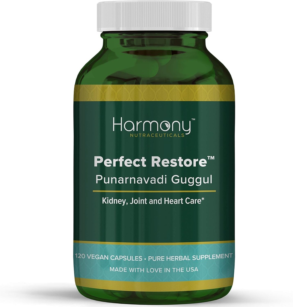 Punarnavadi Guggul Perfect Restore Dre Gumman's Clinical Grade La plus haute puissance Résistance maximale Harmonie Nutraceuticals 120 Capsules végétaliennes