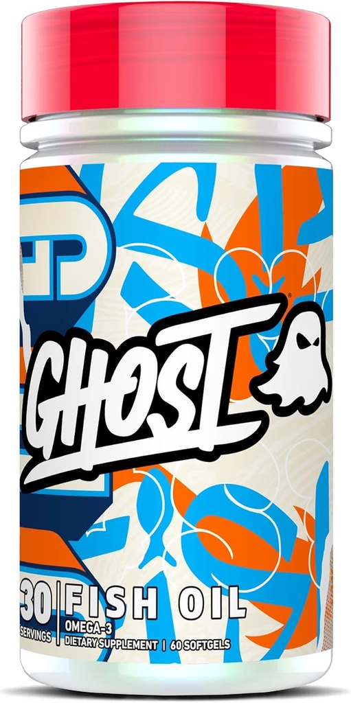 GHOST Fish Oil Supplement, 1400mg - 1100mg Omega 3 mit EPA & DHA-Fettsäuren - Fish Oil Supplements für Herz, Gehirn & Immununterstützung - 60 Softgels, 30 Portionen
