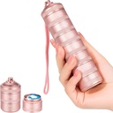 Organisateur de pilules métalliques de 7 jours - Boîte à pilules vitaminiques imperméables, contenant quotidien de pilules 7 compartiments, contenants hebdomadaires de pilules pour suppléments de médicaments Huile de poisson, rose