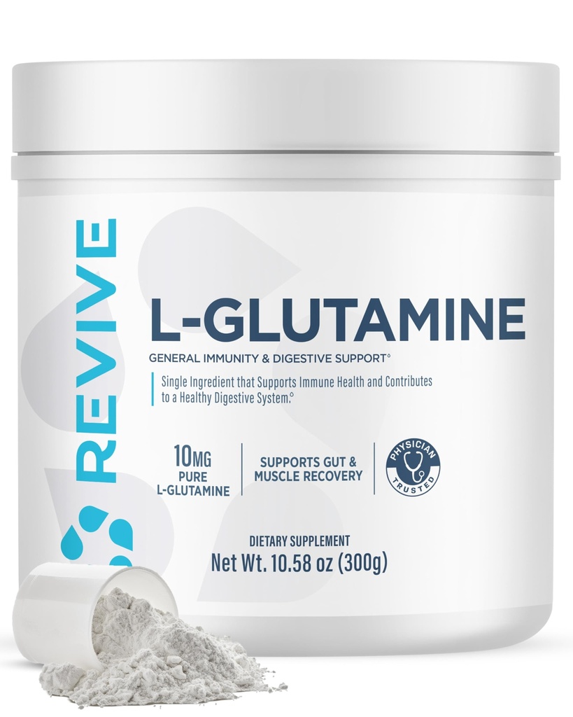 Revive Gut L-Glutamin Pulver MD - Muskel-Recovery & Immunsystem Booster für Erwachsene - Fördert Verdauungsgesundheit & Reduziert Muskel Soreness - Immunität & Verdauung Vegan Pure L Glutamine Supplement