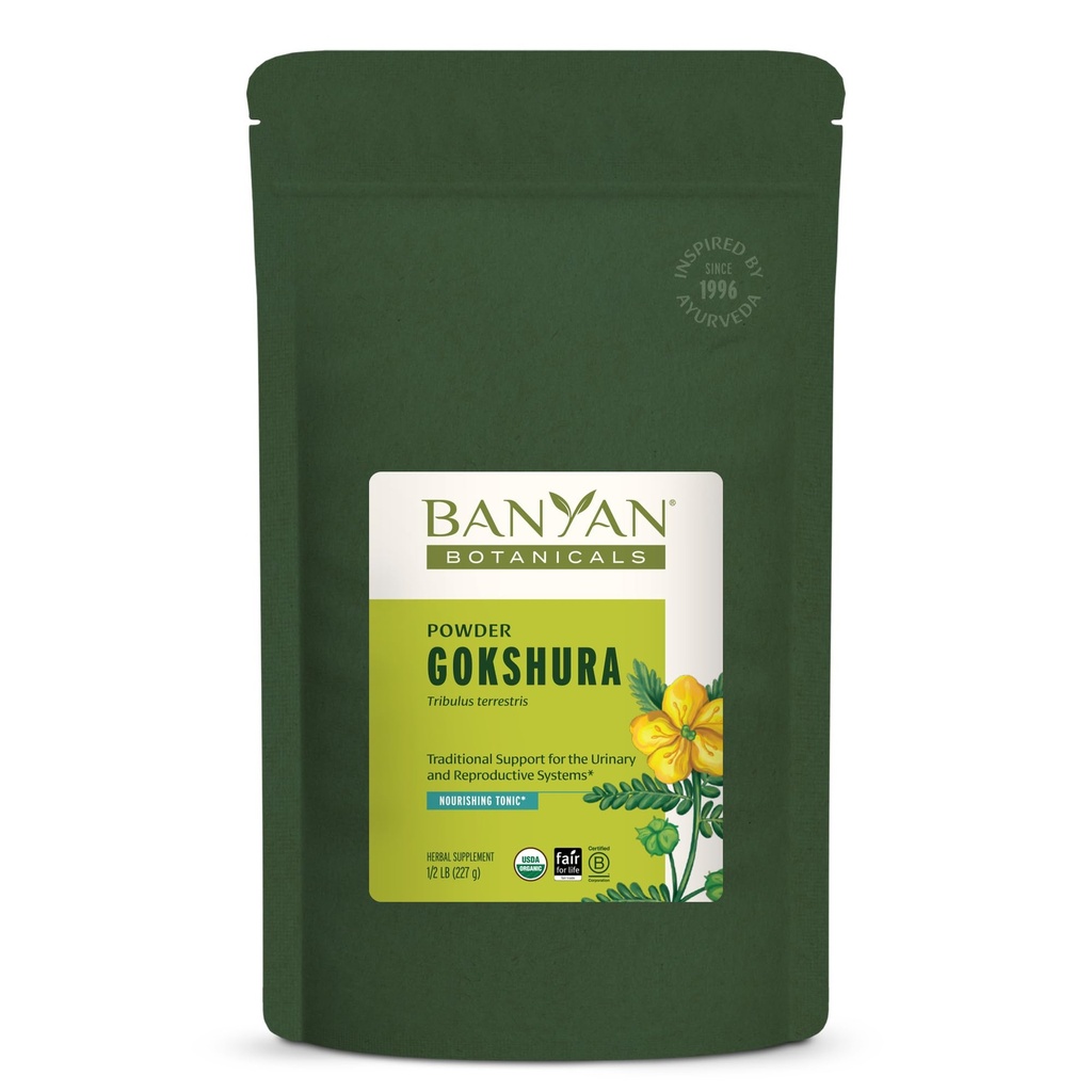 Banyan Botanicals Gokshura Polvere – Organic Gokshura Fruit (Tribulus Terrestris) Polvere – Integratore di vitalità maschile – Supporta la salute urinaria* – 1⁄2 lb. – Non OGM Sustainably Sourced Vegan