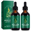 Gouttes de Mullein pour les poumons 4 Fl Oz - Extrait de Mullein Leaf pour les poumons avec chlorophylle - Supplément à base de plantes naturelles pour le nettoyage pulmonaire, le soutien respiratoire, stimule l'immunité, le bien-être digestif