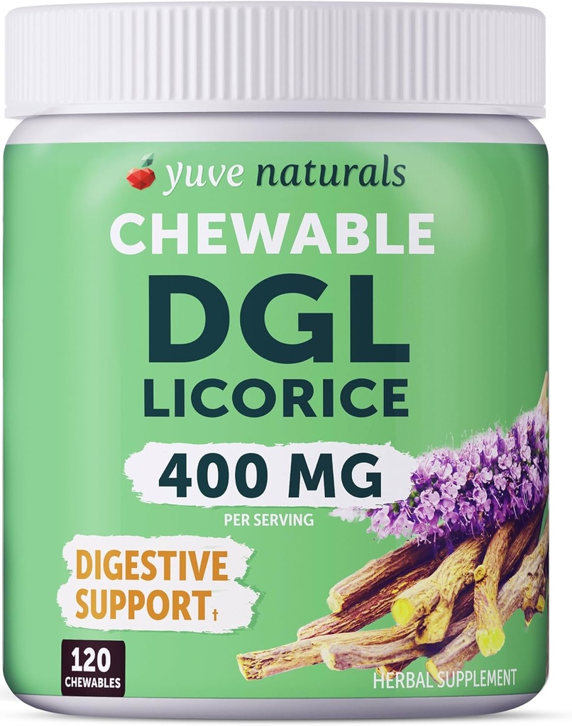 Chewable Ultra-Pure DGL Licorice Tabletten 4000 mg – Stomach, Gut & Darm Relief – Natürliche Säure Reflux Formel – 10:1 Deglycyrrhizinated Licorice Root Extract – 120 Chewables