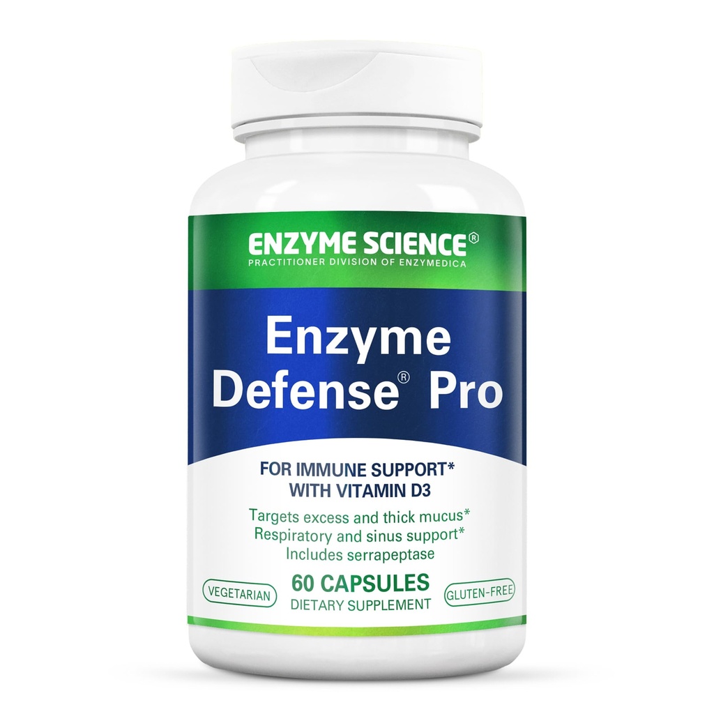 Enzyme Science Enzyme Defense Pro, 60 capsule – Integratore di supporto per l'immunità – Formulato con vitamina D3, L-Lysine, Calcio e Protease–Supporto per la digestione enzimatica – Sistema immunitario