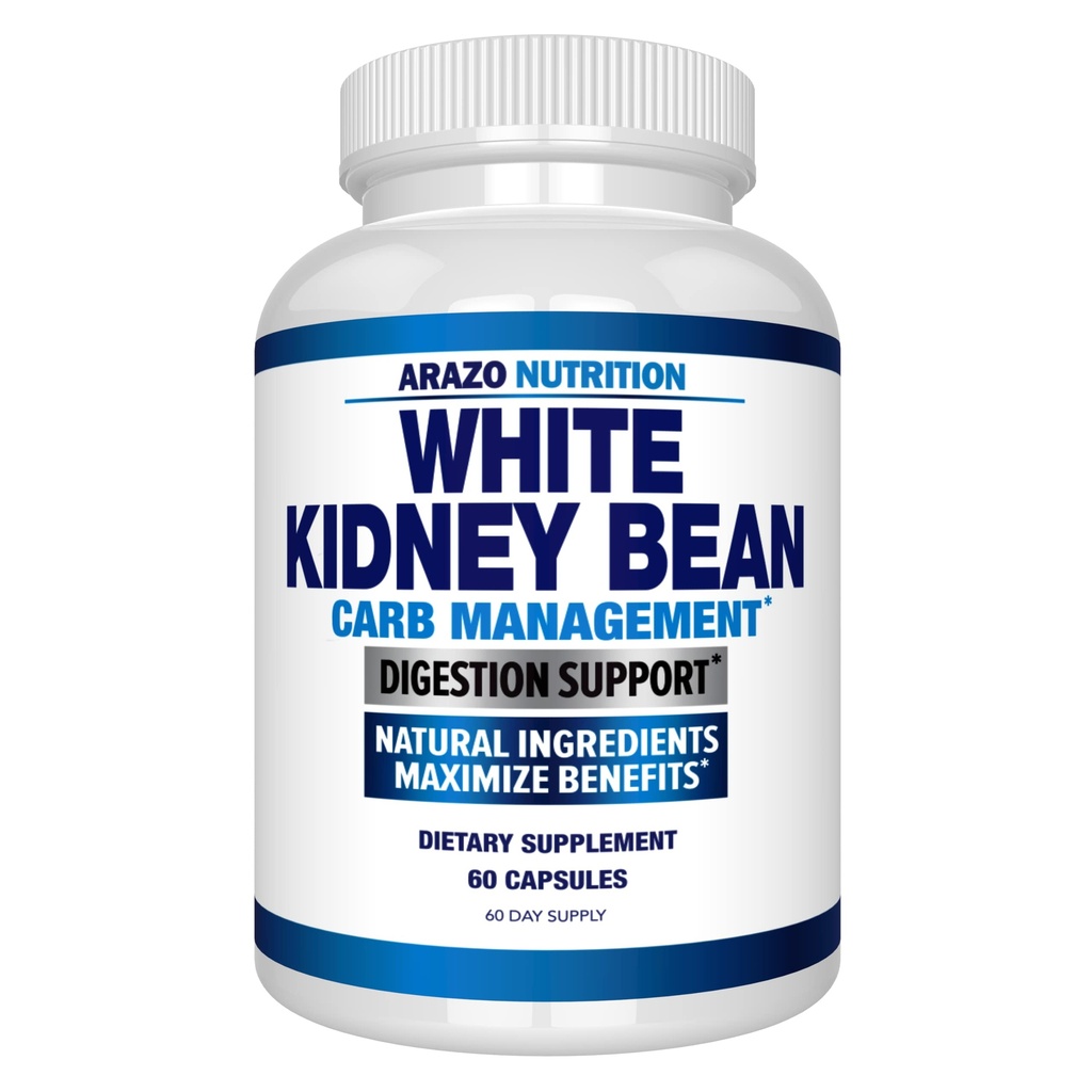 Arazo Nutrition White Kidney Bean Extract - 100% reiner Carb Blocker und Fettabsorber für die Gewichtsunterstützung - Intercept Carbs
