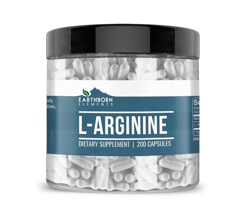 Éléments terriens L-Arginine Pure et non dilué, sans additifs (200 capsules)