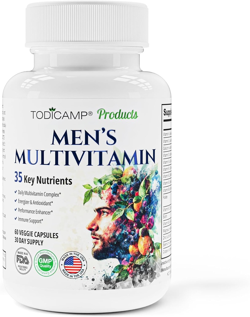 Multivitamin & Mineral Complex da uomo con estratti vegetali - Multivitamina per gli uomini migliora la salute generale, Antiossidante & Natural Body Support - 60 capsule - 30 giorni di alimentazione