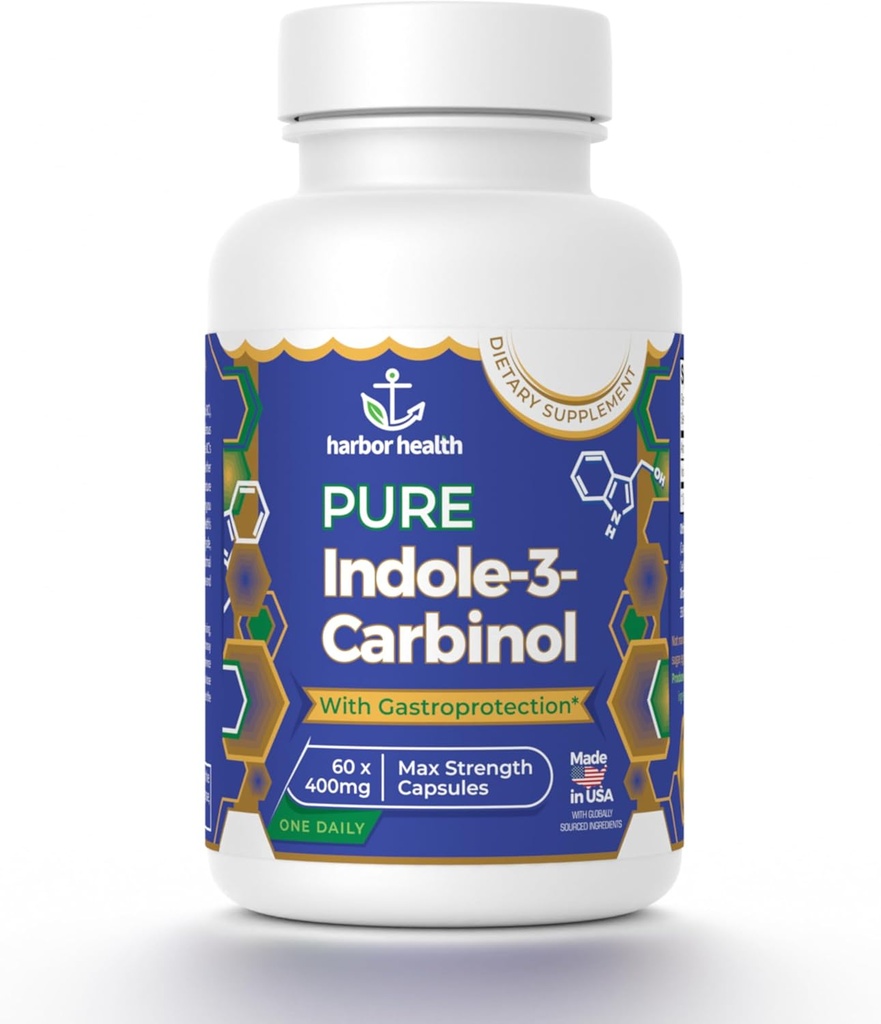I3C Indole-3-Carbinol 400mg per capsula - 60 Capsule Gastroprotettive, Pure Indole 3 Carbinol, Migliore alternativa ai integratori DIM, Vegan Non OGM Equilibrio per le donne e gli uomini