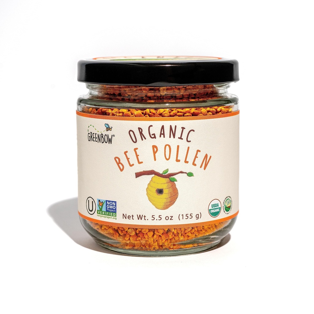 Greenbow Organic Bee Pollen - 100% USDA Certified Organic, Non-GMO, Halal, Kosher Certified, Pure & Natural Bee Pollen - Superfood mit Proteinen, Vitaminen & Minerals - Glutenfrei - 155g