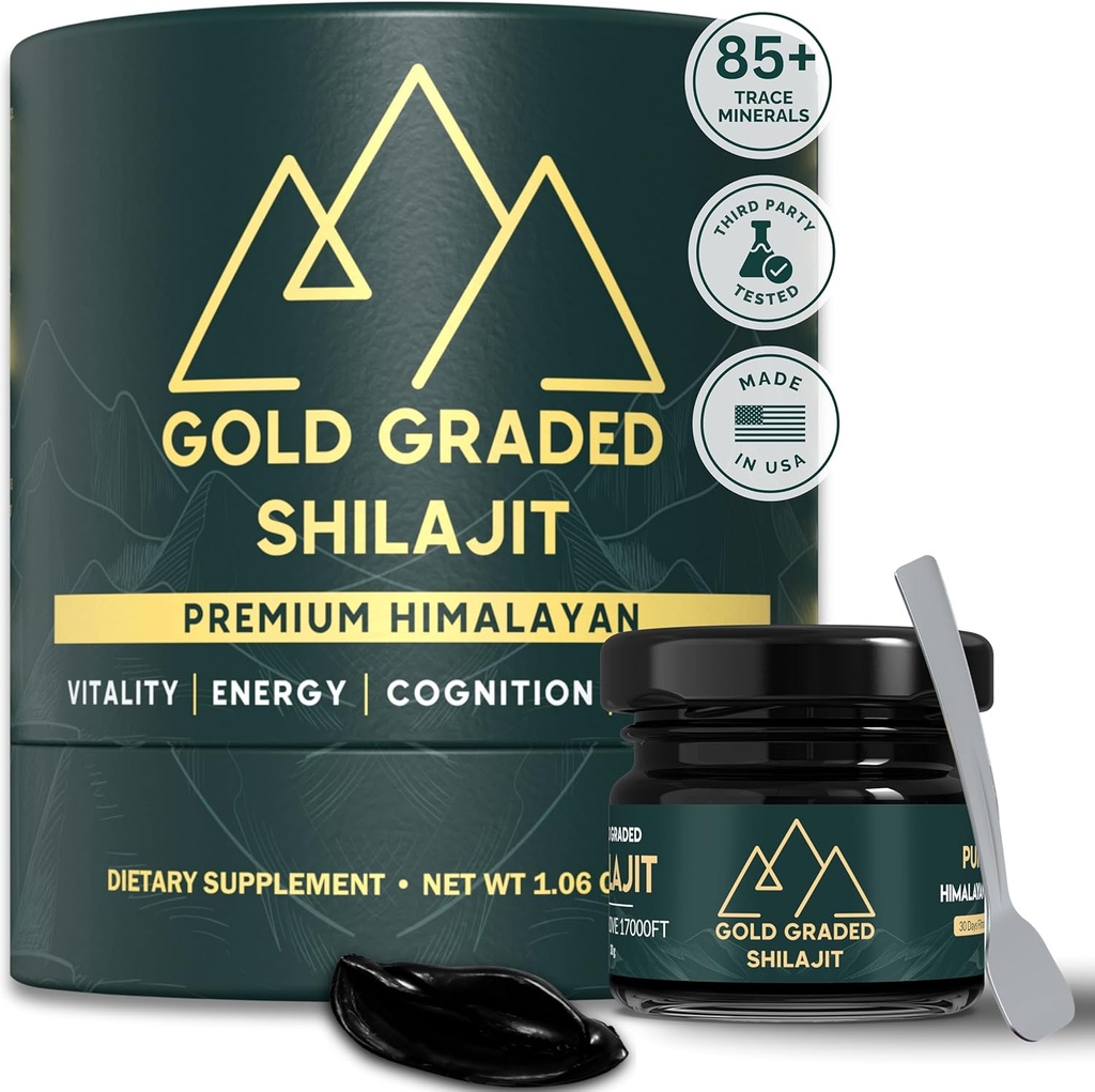 Shilajit Resin | 500mg Hohe Potenz, Shilajit Pure Himalayan Organic, 85+ Trace Minerals & Fulvic Acid | Shilajit for Energy & Immune Support | Gold Grade Shilajit, Shilajit für Männer & Frauen | 30g