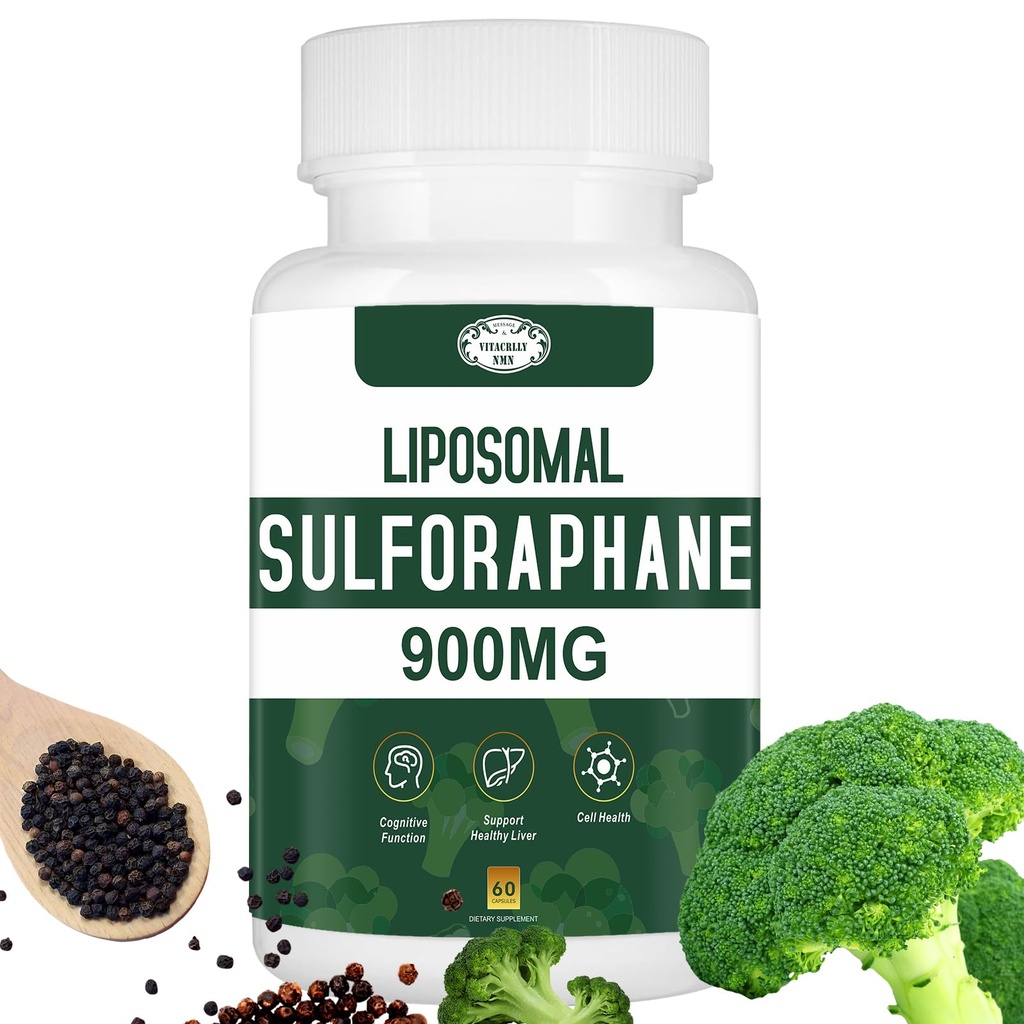 900MG Supplemento al broccoli al solfato liposomico, Supplemento al fegato per Antiossidante, Digestione, Sanità cellulare 60 capsule