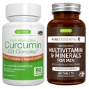 Multivitamin & Minerals für Männer + High Absorption Curcumin C3 Complex, Vegan Bundle, Sustained Release Advanced Multivitamin + 300% größere Absorption Curcuminoide mit schneller Aufnahme, von Igennus