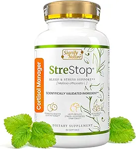 SIGNIFY NATURE StreStop – Responsabile del cortisolo – Supplementi della fatica surrenale – salute del cortisolo – Cortex surrenale – Balm limone – Ripristino surrenale - Booster della serotonina
