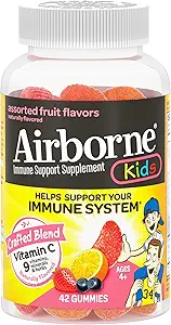 luftgetragenes Vitamin C 500mg (pro Servieren) Kinder sortierte fruchtbetonte Gummi (42 Graf in a Bottle), Glutenfreie Immununterstützungsergänzung mit Vitaminen A C E, Selen, Echinacea & Ginger