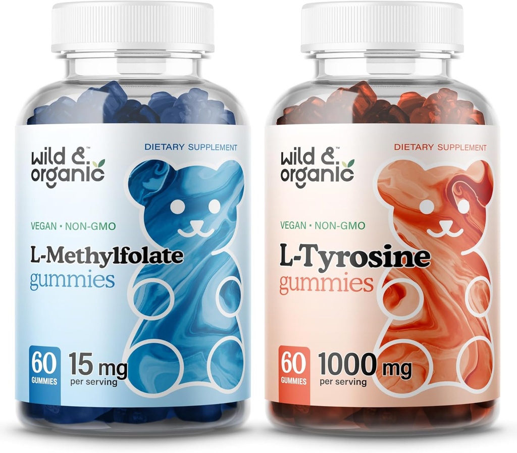 Gommies L-méthylfolate sauvages et organiques et Gommies L-tyrosine