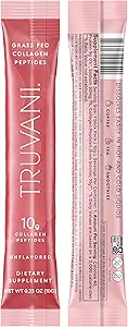 Truvani Hydrolyzed Collagen Peptides , non aromatisé , 7 portions 20g Poudre de protéines de collagène herbeuse , favorise la santé des cheveux, des ongles, de la peau et des articulations