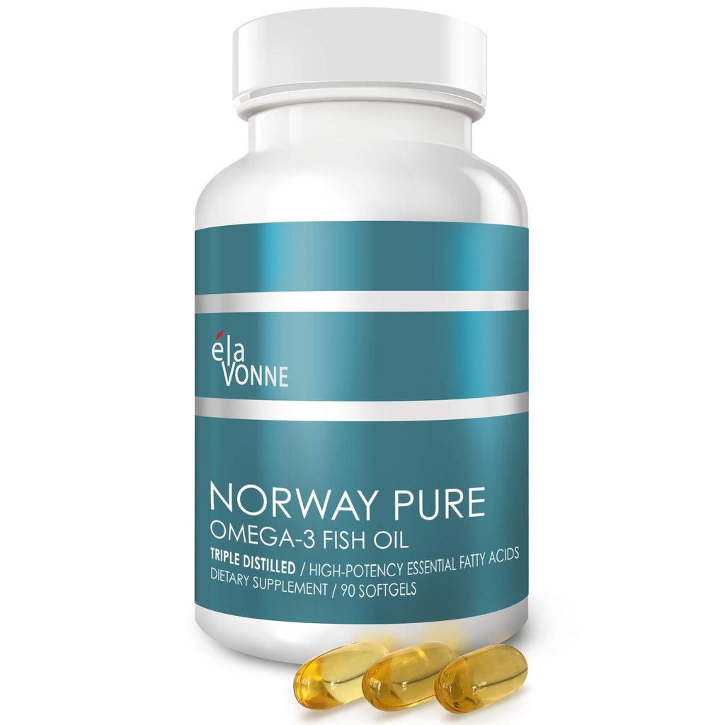 Norwegen Pure Omega-3 Fischöl Softgels 2,400mg (90ct) - 4X Konzentrierte EPA & DHA, Dreifach destilliert, Burpless, Wild Caught, Haut & Haar, Gelenke, Herzgesundheit