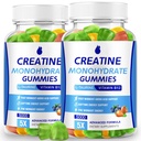 Creatine Monohydrate Gommies 5000mg Creatine pour les femmes et les hommes 2 Packs, Creatine Monohydrate Chew pour Boost Focus, Force musculaire, 5g Creatine Monohydrate par portion, Sans sucre, Vegan