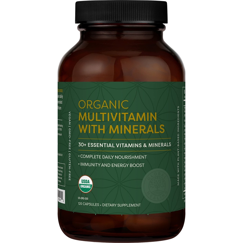 Global Healing Center - USDA Organic Multivitamin per le donne e gli uomini - Vitamine Include A, C, D, & More per la vostra salute generale & benessere esigenze - Total Daily Multi Vitamin Nourishment (120 capsule)