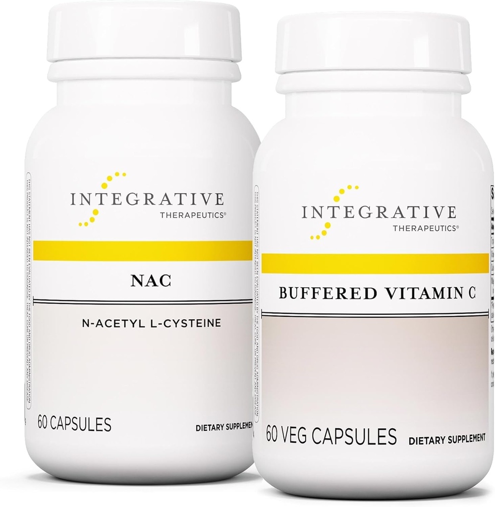 Integrative Therapeutics Bundle with Buffered Vitamin C Capsules 1.000 mg, 60 Vegan Capsules & NAC, 60 Capsules - Integratore Immune con Supporto Antiossidante* - Support Respiratory & Lung Function*