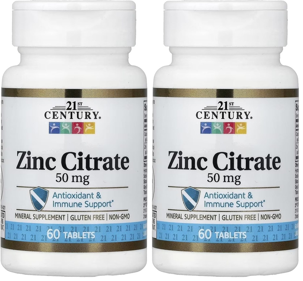 21st Century Healthcare Zink Citrat Tabletten 50mg, 60 Count (Pack von 2)