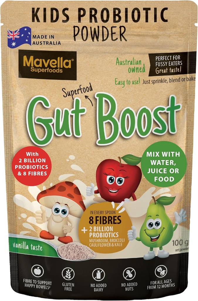 Pugno Probiotico Polvere Gut Boost – Supporto Giornaliero Digestivo e Immune con Fibra per Bambini Toddler, Vanilla Flavored Fiber Supplement, Easy Mix per la costipazione & Gut Health 3.52oz (100g)