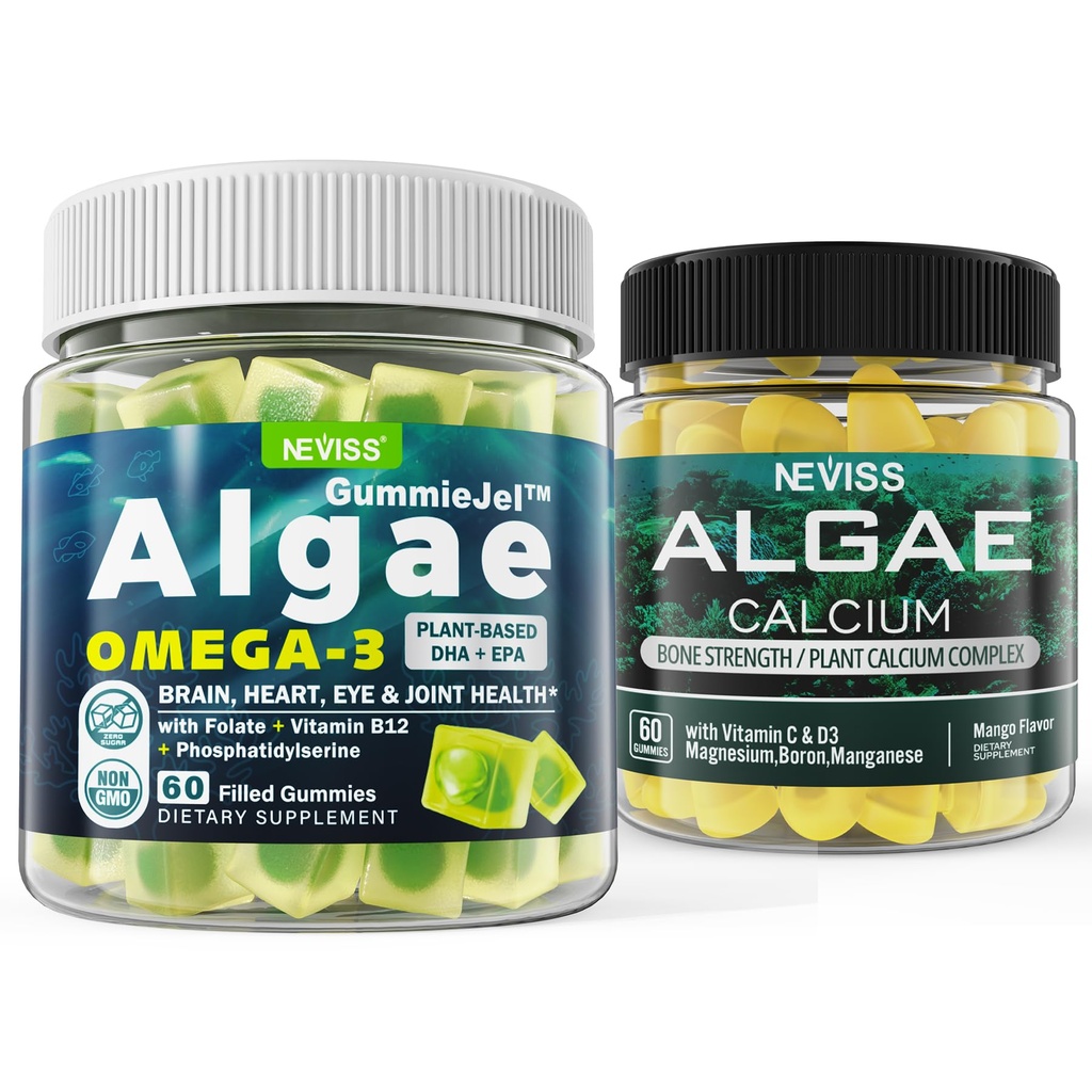 Algae Omega 3 Gummis + Marine Algen Calcium Gummis Bundle