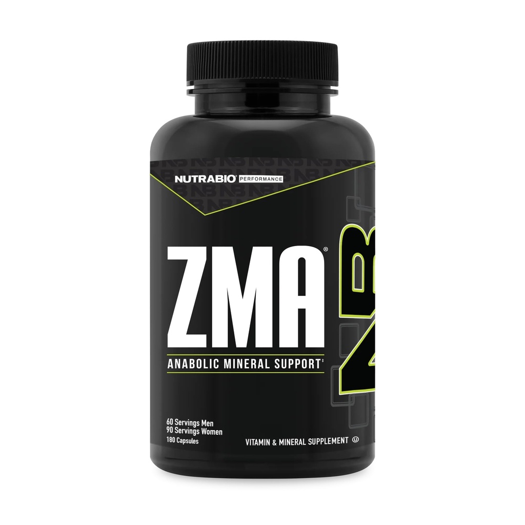 NutraBio ZMA suppléments pour les hommes et les femmes- Zinc suppléments de magnésium pour soutenir les niveaux d'hormone, la performance de pointe, le sommeil, la récupération musculaire, la santé immunitaire, 180 Ct.
