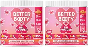 Poudre monohydratée de créatine pour femmes, complexe avec 5G de créatine par portion + glutamine, collagène, BCAAs & Hydratation Blend Energy, Muscle + Glute Builder, non aromatisé 2-pack (60 portions)
