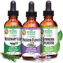 Botanic Choice Passion Flower, Rosemary Leaf, & Gymnema Sylvestre Extract Bundle – Kit benessere globale giornaliero per il benessere generale (1 fl. Oz. Ogni)