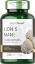 Lion's Mane 6000MG, fördert Psychische Klarheit, Fokus und Gedächtnis, Pilzergänzung, Unflavored, 240 Kapseln