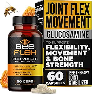 Bee Flex Joint Support Supplements - Glucosamine & Turmeric für Gelenk- & Muskel-Gesundheit, Enhanced Mobility, Flexibilität und Komfort - Natural Cartilage Support Complex - 60 Kapseln (1)