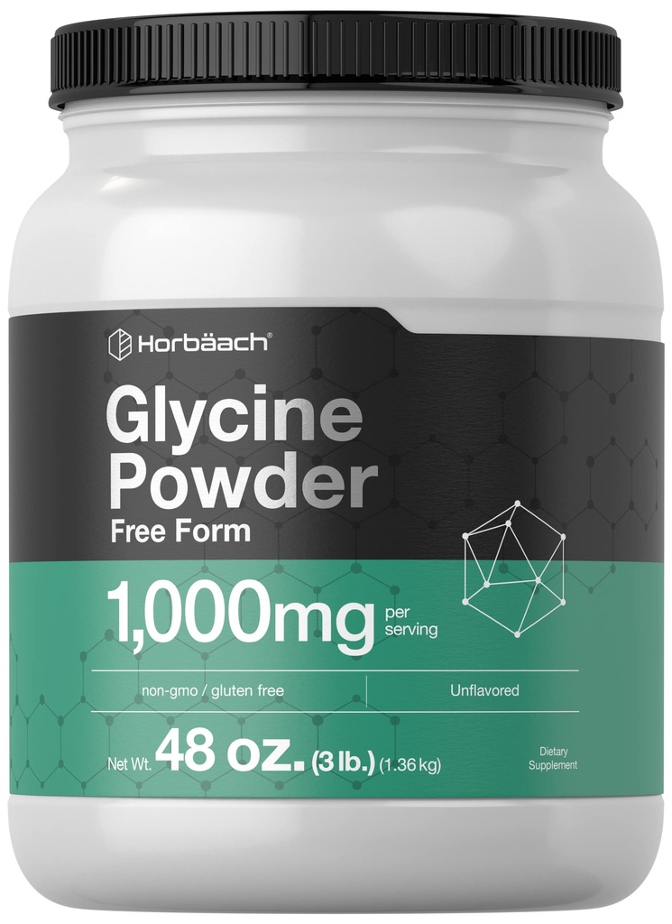 Horbäach Glycin Pulver 3 lbs | Kostenlose Form Ergänzung | Unflavored Powder | Vegetarisch, Non-GMO, Glutenfrei