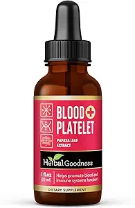 Kräuter Goodness Papaya Blatt Blut Platelet Liquid Supplement - Flüssige Tinktur 1oz - Natürliche Blut Platelet Boost & Immune Unterstützung, Knochen Marrow - Blutreiniger Formel - Made in USA