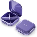 Small Pill Case, Travel Pill Box, Portable Pill Organizer, Pille Container für Tasche 4 Komponenten, Tägliche Kompakte Reisemedizin Halter für Vitamine Medikamente (Purple)