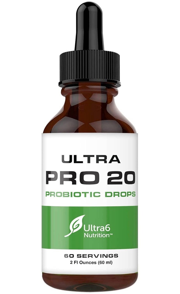 Ultra6 Probiotiques nutritionnels pour les femmes, les hommes et les enfants - 20 suppléments probiotiques liquides de souche pour la santé digestive et gustative
