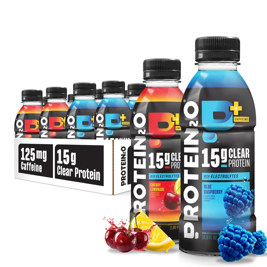 Protein2o 15g Whey Protein Isolate Hydration Drink Plus Energy & Focus, 350mg Elektrolyte, Vitamine B5 & B6, Sugar Free, Energy Variety Pack, 16.9 oz Bottle (Pack von 12)
